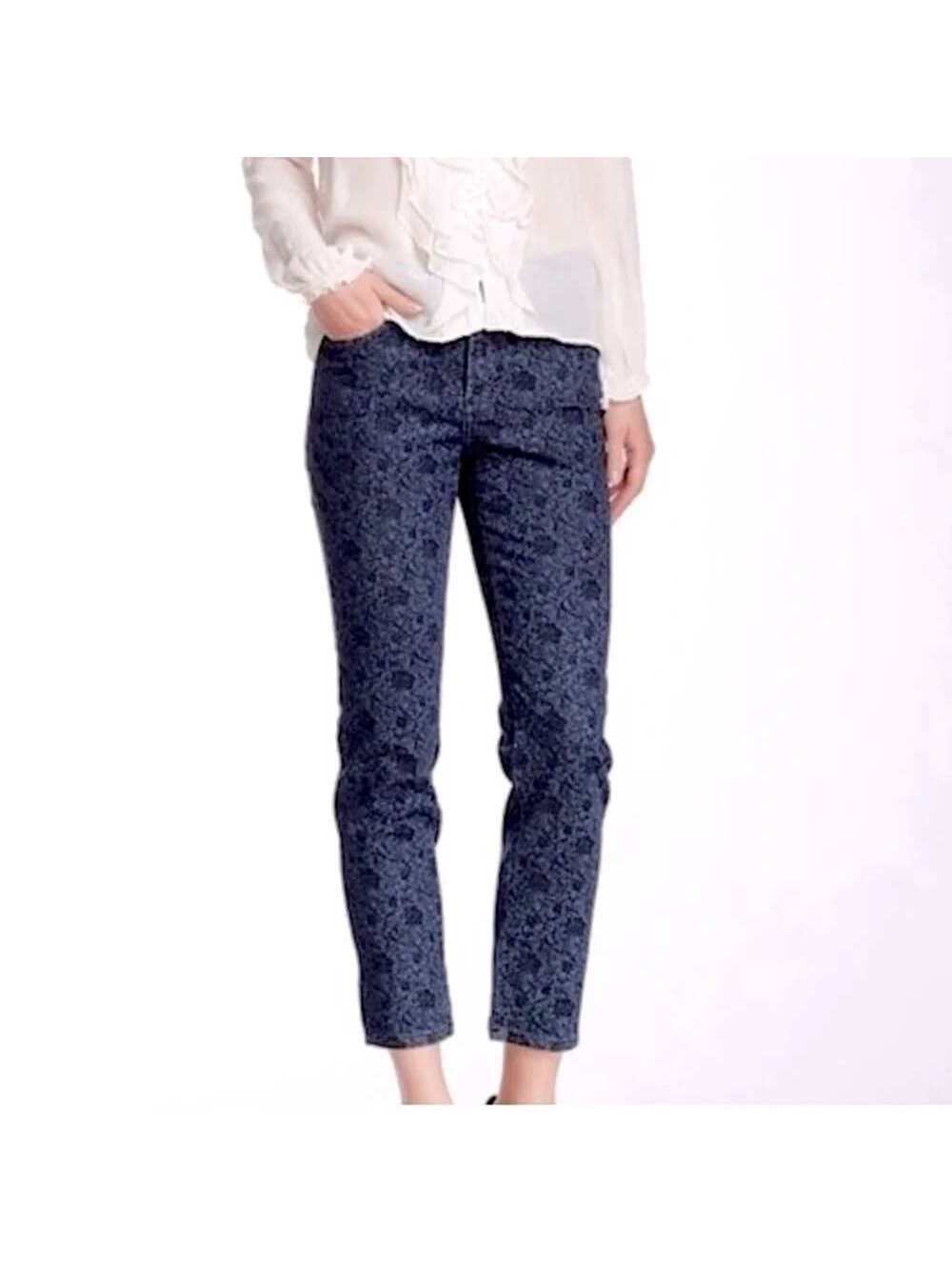 NYDJ Floral Print Ankle Jeans 16 Lift Tuck Stretch Denim Boho Cottagecore Y2K